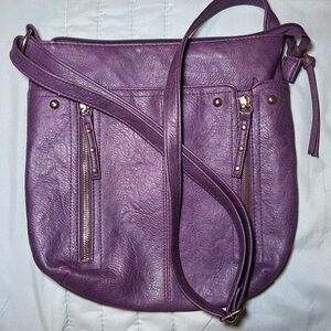 Elegant Purple Leather Crossbody Bag